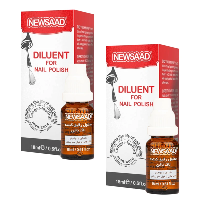 بسته دو عددی محلول رقیق کننده لاک ناخن Newsaad مدل DILUENT2 حجم 18ml 