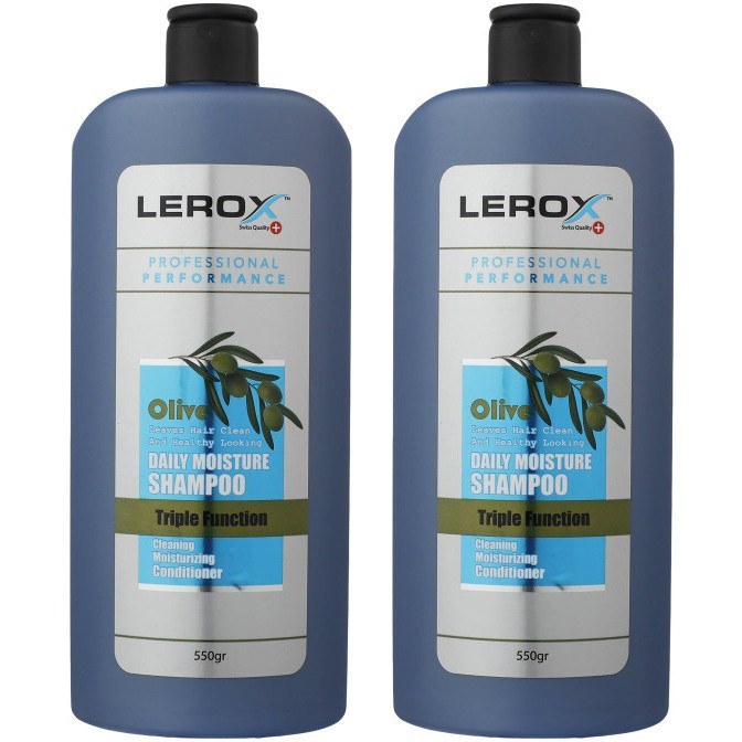 پک دوعددی شامپو روزانه Lerox مدل Olive حجم550g 