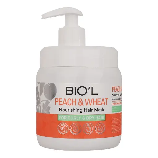 ماسک تقویت کننده مو بیول مدل Peach And Wheat حجم 500ml مناسب موهای فر و خشک 