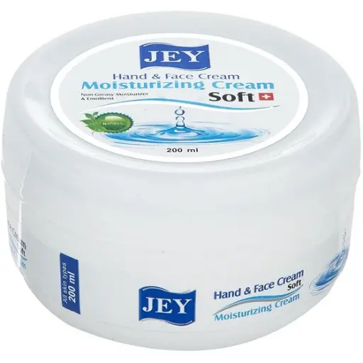 کرم مرطوب کننده دست و صورت Jey Soft حجم 200ml مناسب انواع پوست 